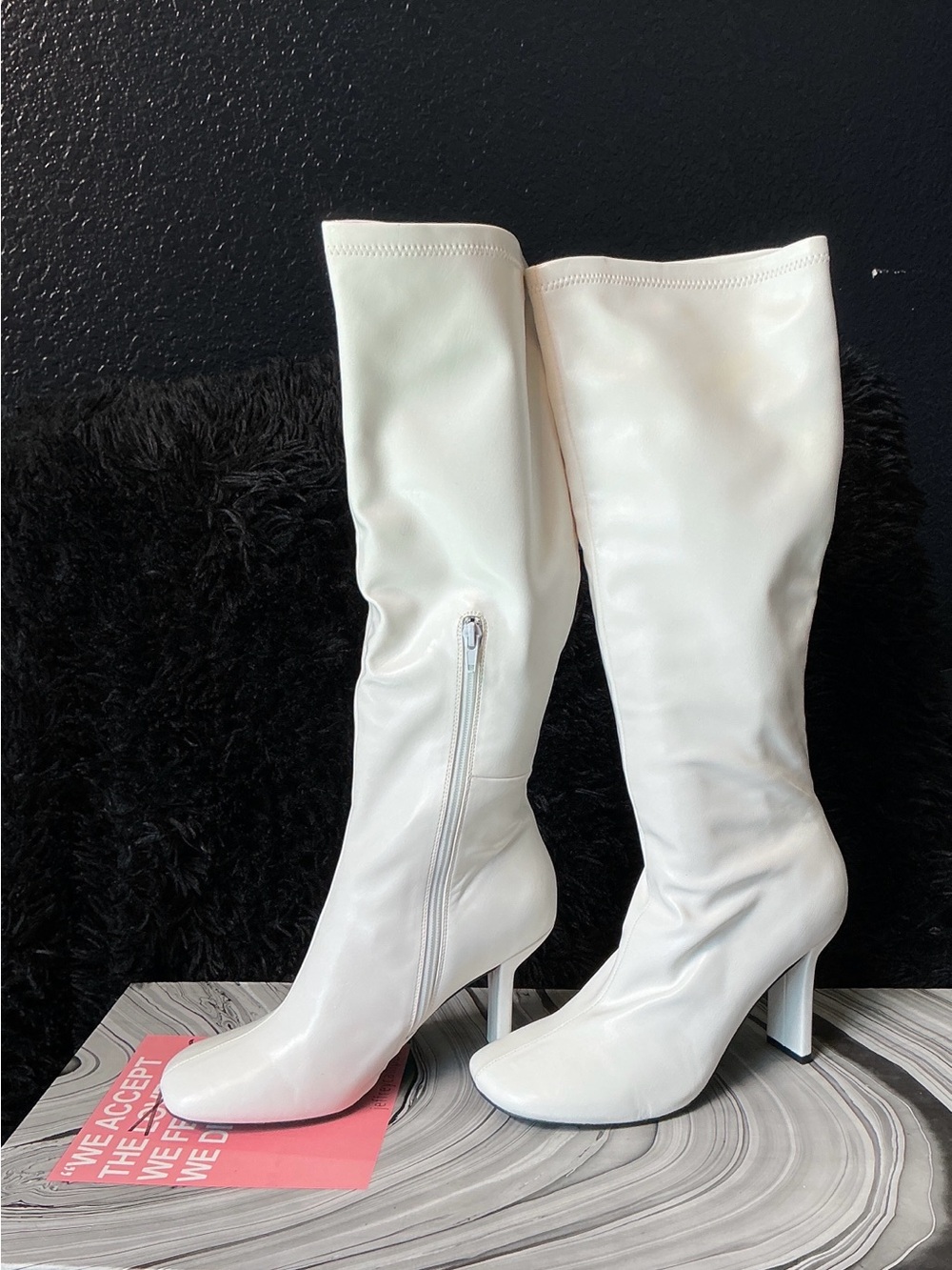 Jeffrey Campbell White Over-the-Knee High Heel Boots